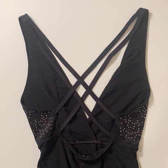 Sexy black bodysuit with studs. Perfect for a night out with hot red lipstick! - Picture 4 of 4